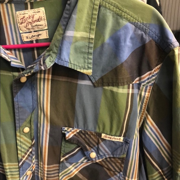 Lucky Brand Blue and Green Casual Button Down Shirt - Picture 5 of 9